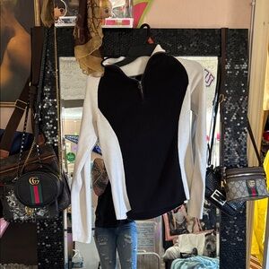 Polo jeans Company Black and Cream Zip-Up Sweater